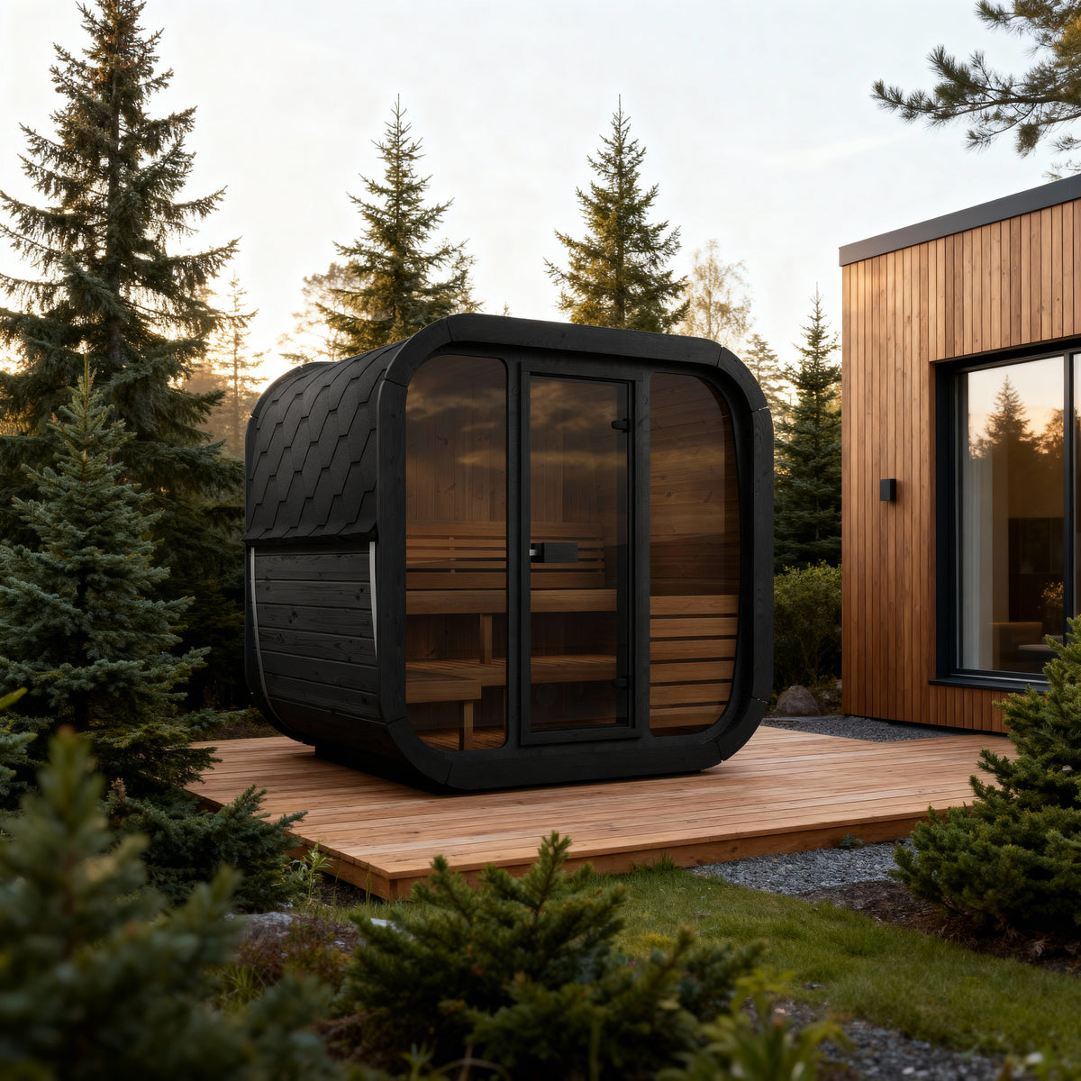 SaunaLife CL5G 4-Person Cube-Series Outdoor Home Sauna Kit