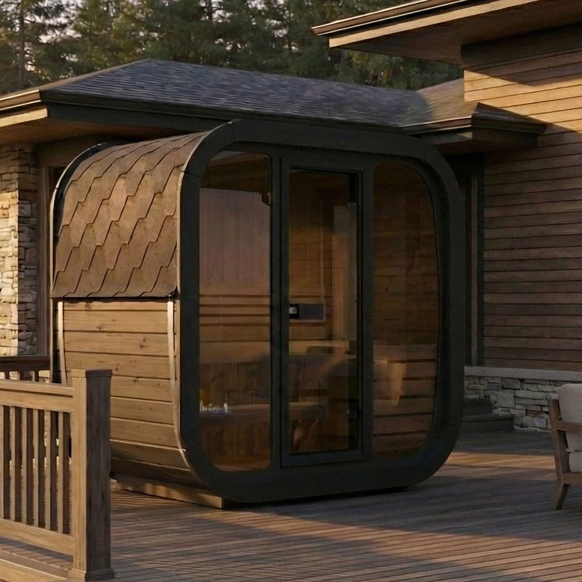 SaunaLife CL4G 3-Person Cube-Series Outdoor Home Sauna Kit