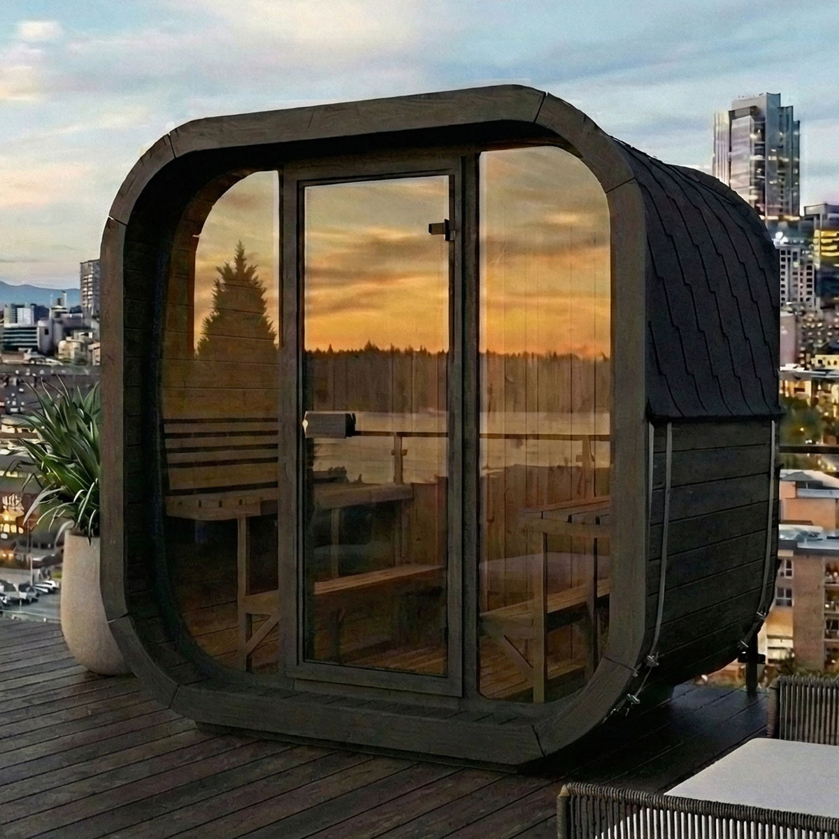 SaunaLife CL7G 6-Person Cube-Series Outdoor Home Sauna Kit