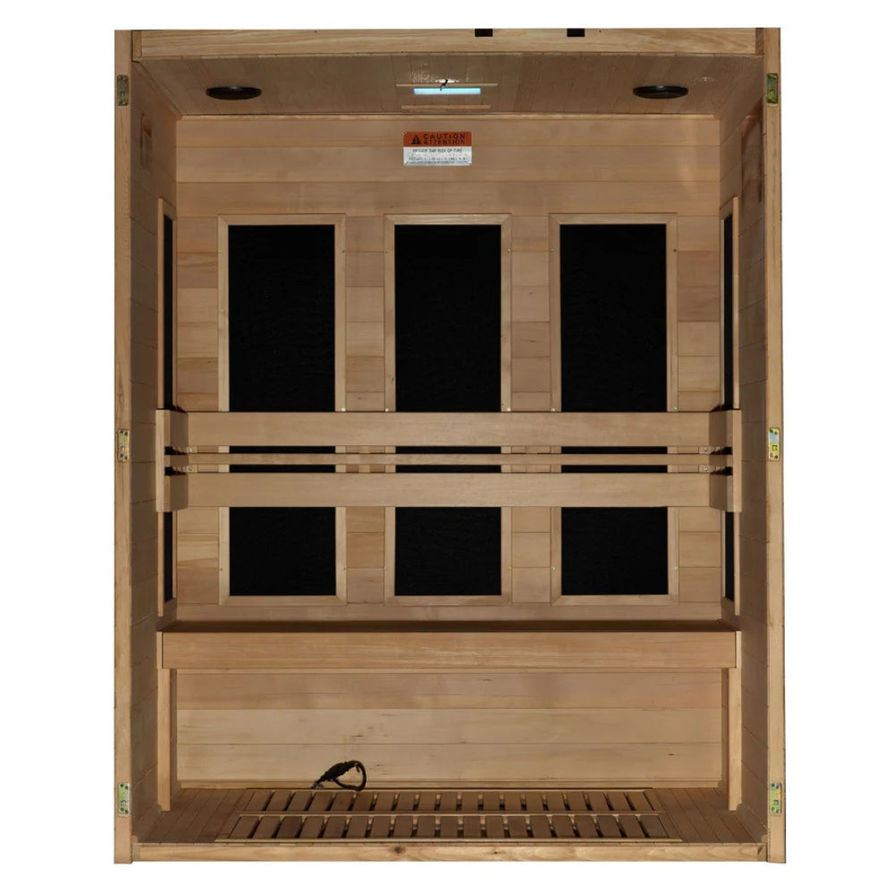 Golden Designs Toscana Elite 3-person Ultra Low EMF FAR Infrared Sauna with Canadian Hemlock