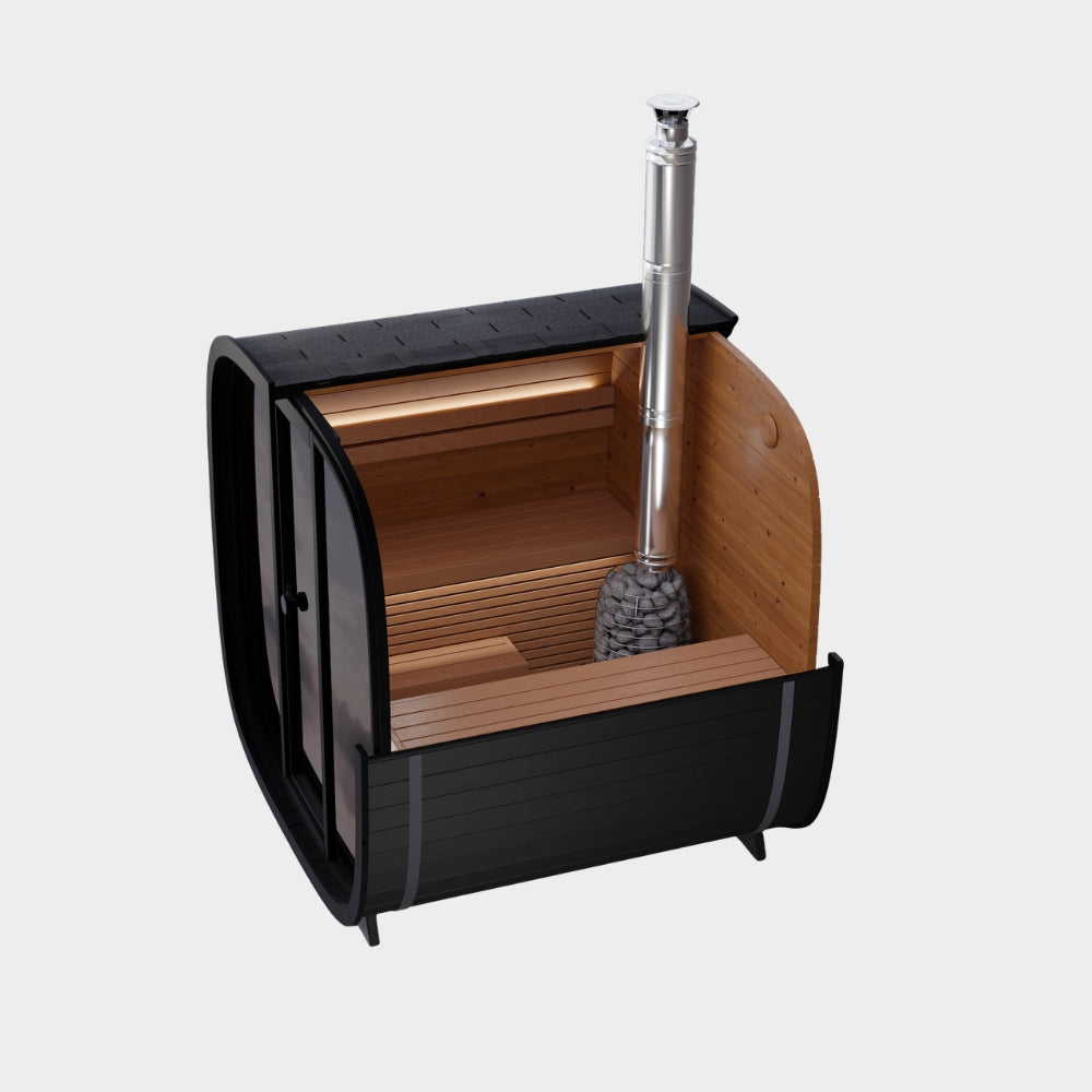 Leil Saunas Black Cube Comfort 6-Person Outdoor Sauna