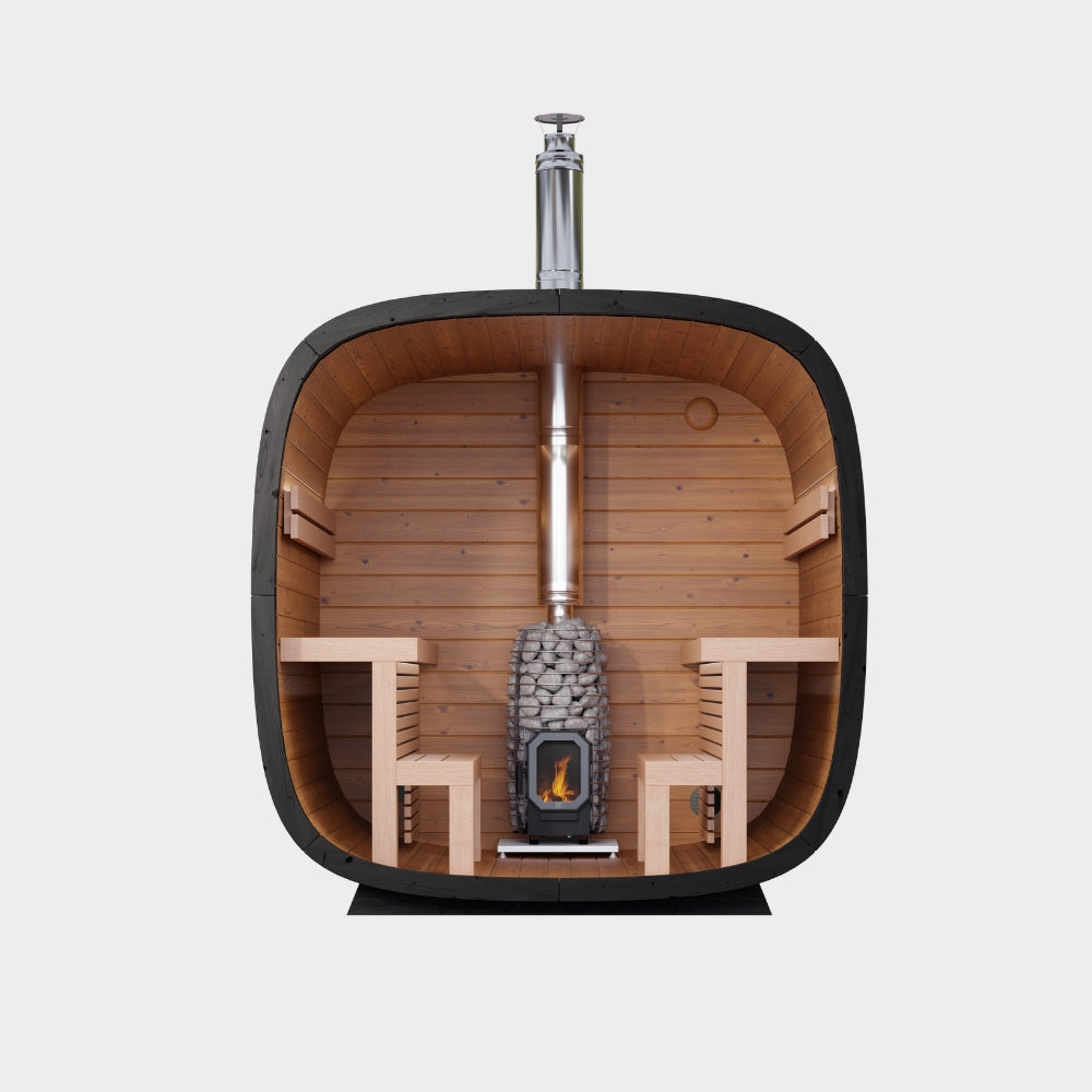 Leil Saunas Black Cube Comfort 6-Person Outdoor Sauna