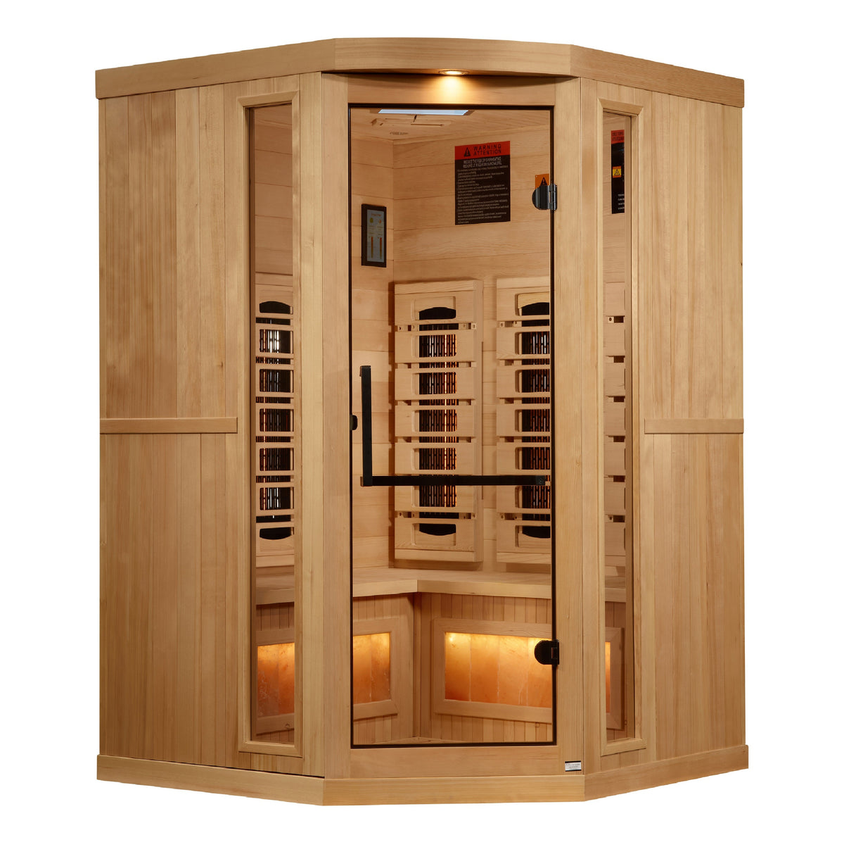 Golden Designs 2025 Reserve Edition 3-Person Full Spectrum PureTech™ Near Zero EMF FAR Infrared Sauna with Himalayan Salt Bar (Corner Unit)-Sauna-Golden Designs-Nordica Sauna