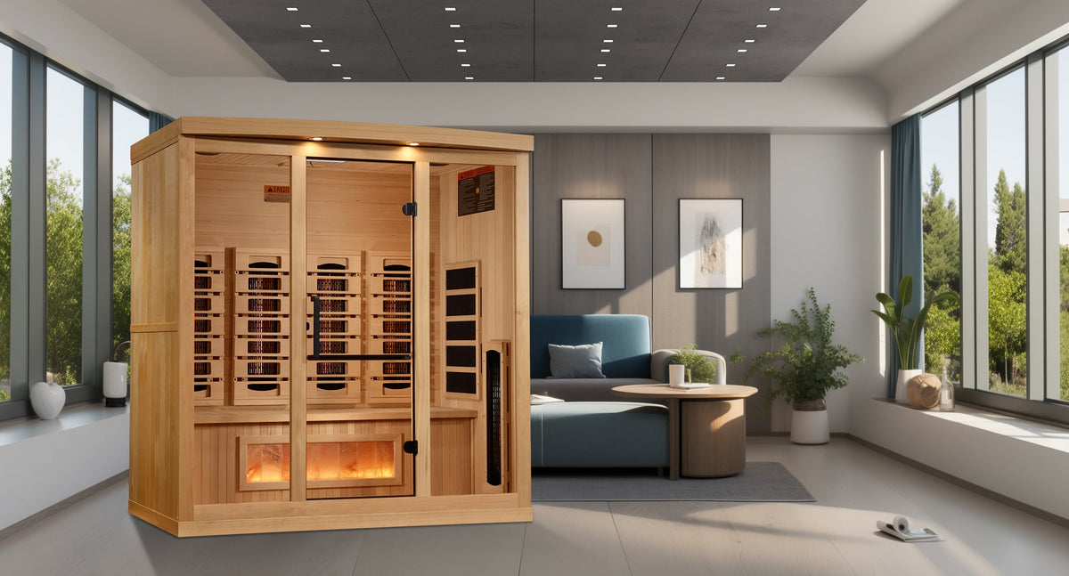 Golden Designs 2025 Reserve Edition 4-Person Full Spectrum PureTech™ Near Zero Infrared Sauna with Himalayan Salt Bar-Sauna-Golden Designs-Nordica Sauna