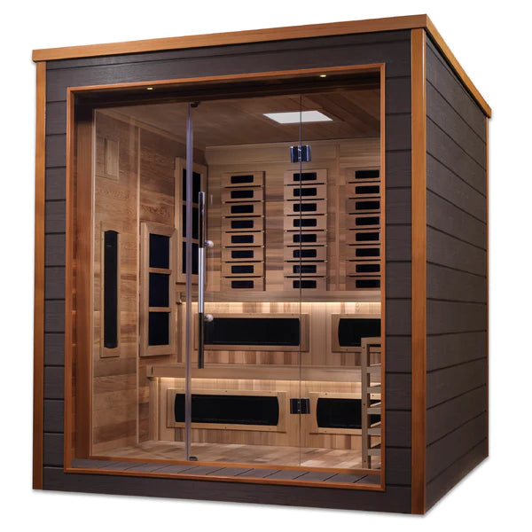 Golden Designs Karlstad PureTech 6-Person Full Spectrum Hybrid Sauna in Red Cedar Wood-Sauna-Golden Designs-Nordica Sauna