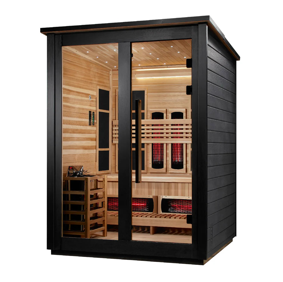 Golden Designs Loviisa 3-Person Full Spectrum Hybrid Outdoor Sauna in Black | GDI-8523-04