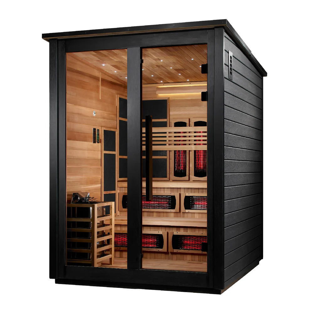 Golden Designs Kaskinen 6-Person Full Spectrum Hybrid Outdoor Sauna in Black | GDI-8526-04