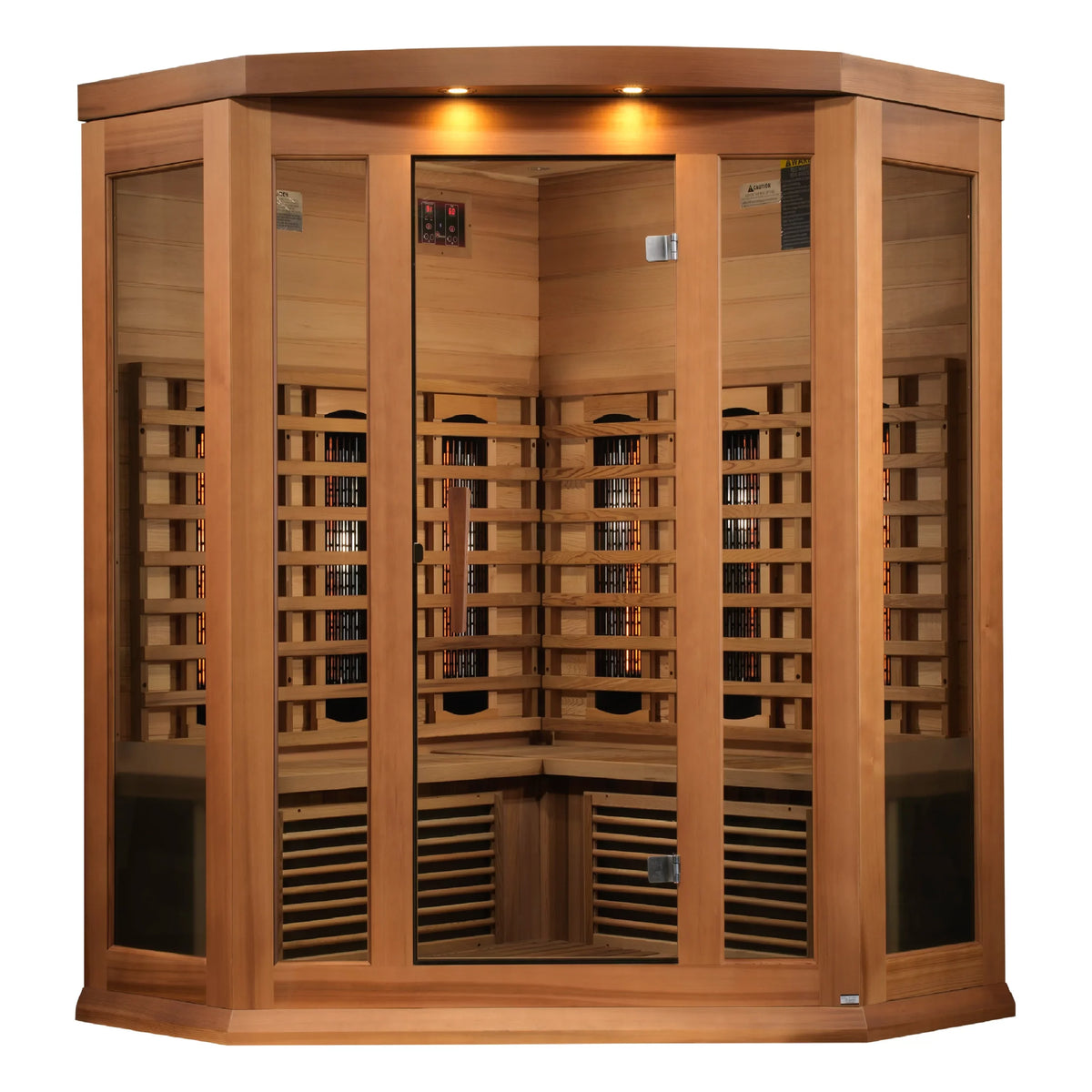 Golden Designs Maxxus 3-Person Corner Full Spectrum Near Zero Infrared Sauna in Canadian Red cedar | MX-M356-01-FS CED