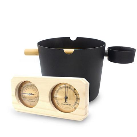 SaunaLife Accessory Package 7 Bucket Ladle Hygrometer and Thermometer