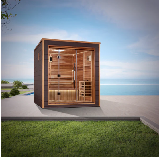 Golden Designs "Drammen" 3 Person Outdoor-Indoor Traditional Steam Sauna | GDI-8203-01-Sauna-Golden Designs-Nordica Sauna