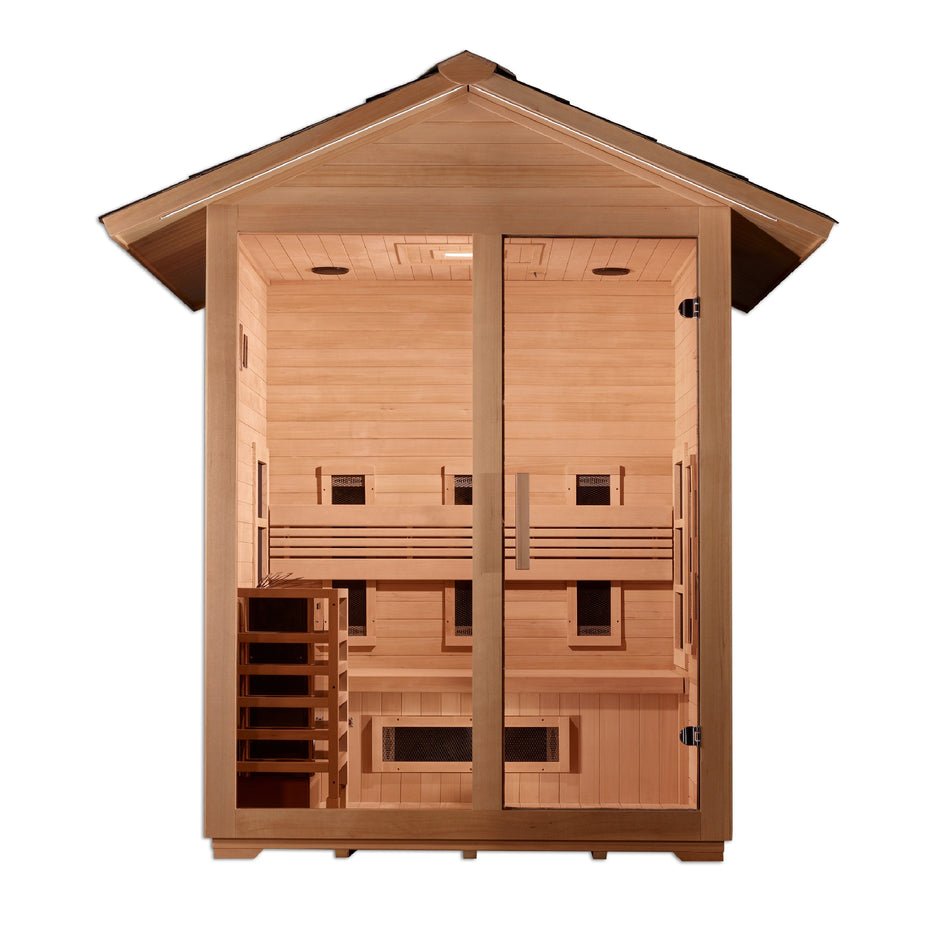 Golden Designs Carinthia 3-Person Full Spectrum PureTech™ Outdoor Hybrid Sauna in Canadian Hemlock Wood-Sauna-Golden Designs-Nordica Sauna