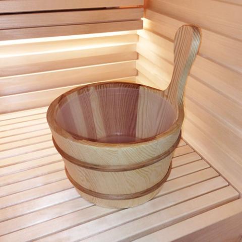 SaunaLife Wooden 1-Gallon Sauna Bucket, Wood Ladle, Thermometer, Hygrometer-Accessories-SaunaLife-Nordica Sauna