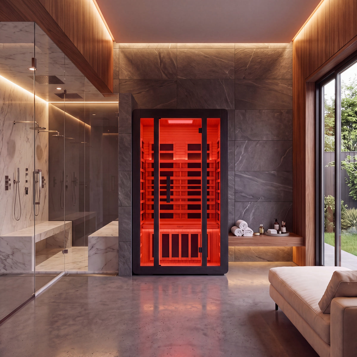 Thermi Core 1-2 Person Near Zero EMF Infrared Sauna with Red Light Therapy