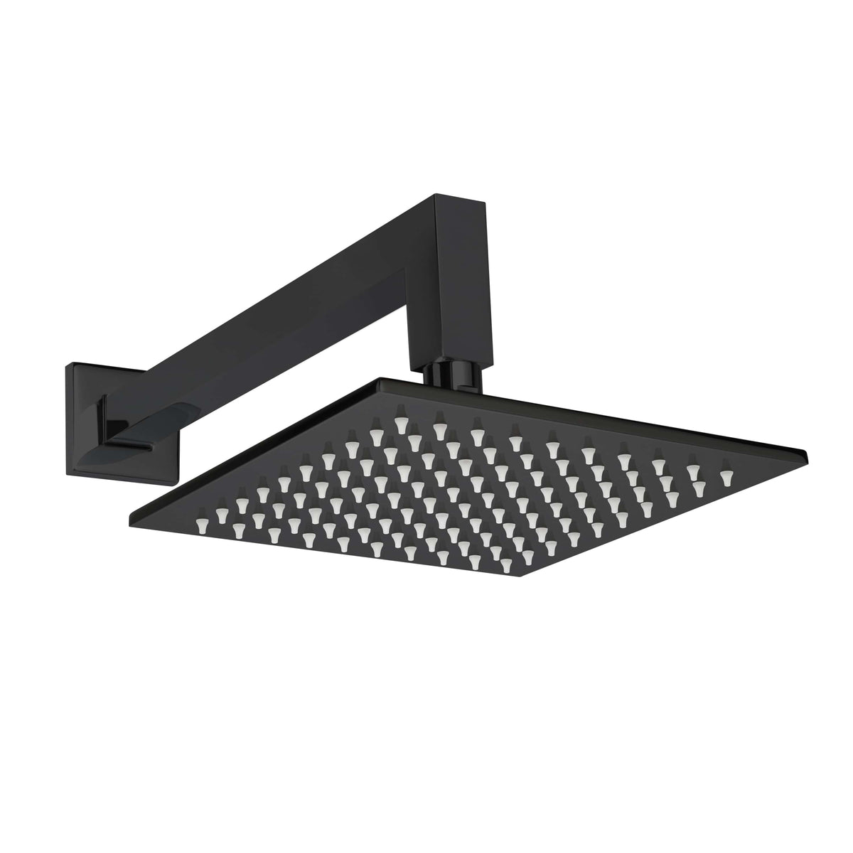ThermaSol Shower Arm and Rain head Square-Steam Shower Controls & Accessories-ThermaSol-Matte Black-Nordica Sauna