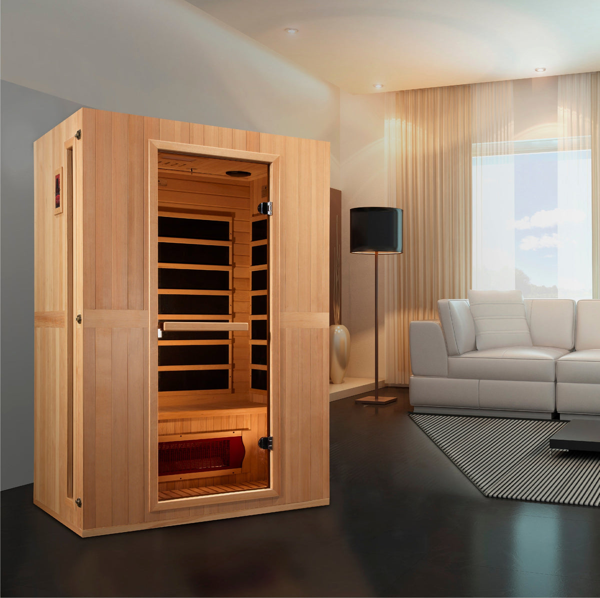 Golden Designs Maxxus "Serenity" Dual Tech 2-Person Low EMF FAR Infrared Sauna with Canadian Hemlock | MX-LS2-01-Sauna-Golden Designs-Nordica Sauna