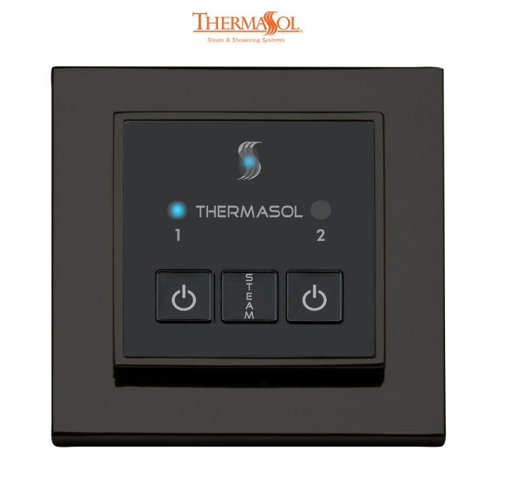 ThermaSol Easy Start Control Square-Steam Shower Controls & Accessories-ThermaSol-Matte Black-Nordica Sauna