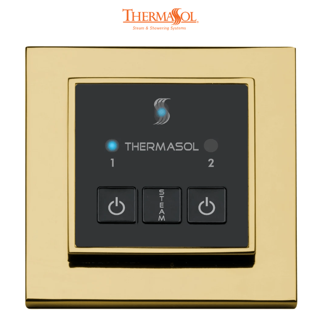 ThermaSol Easy Start Control Square-Steam Shower Controls & Accessories-ThermaSol-Polished Gold-Nordica Sauna