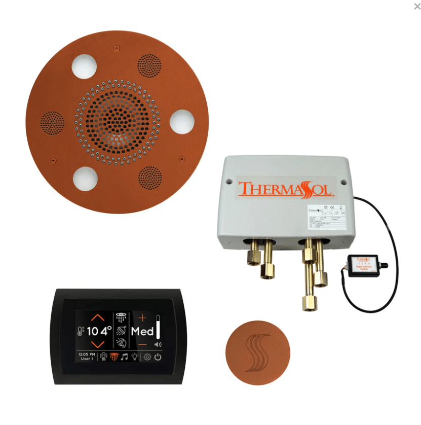 ThermaSol The Total Wellness Package with 10" ThermaTouch Trim Upgraded Round-Steam Shower Controls & Accessories-ThermaSol-Antique Copper-Nordica Sauna