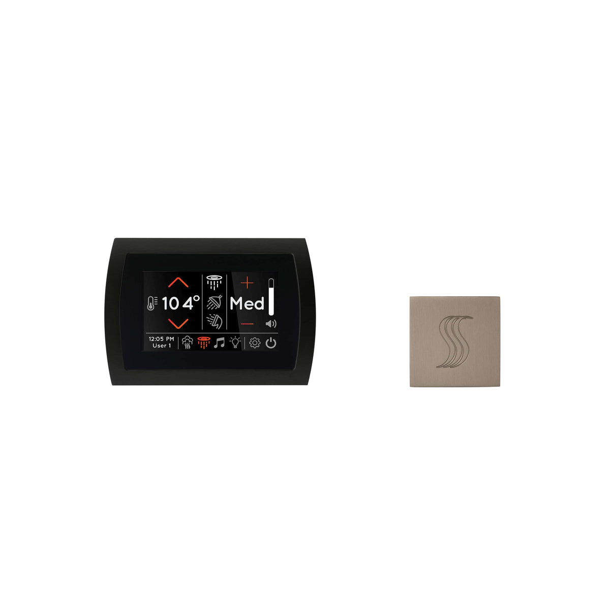 ThermaSol Signatouch Control and Steam Head Kit Square-Steam Shower Controls & Accessories-ThermaSol-Satin Nickel-Nordica Sauna
