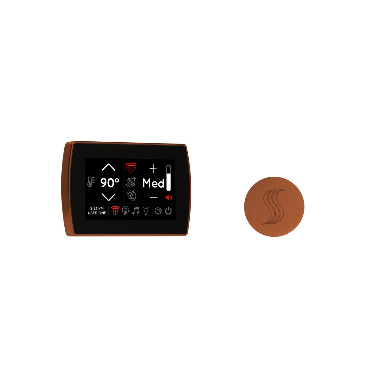 ThermaSol Signatouch Control and Steam Head Kit Round-Steam Shower Controls & Accessories-ThermaSol-Antique Copper-Nordica Sauna