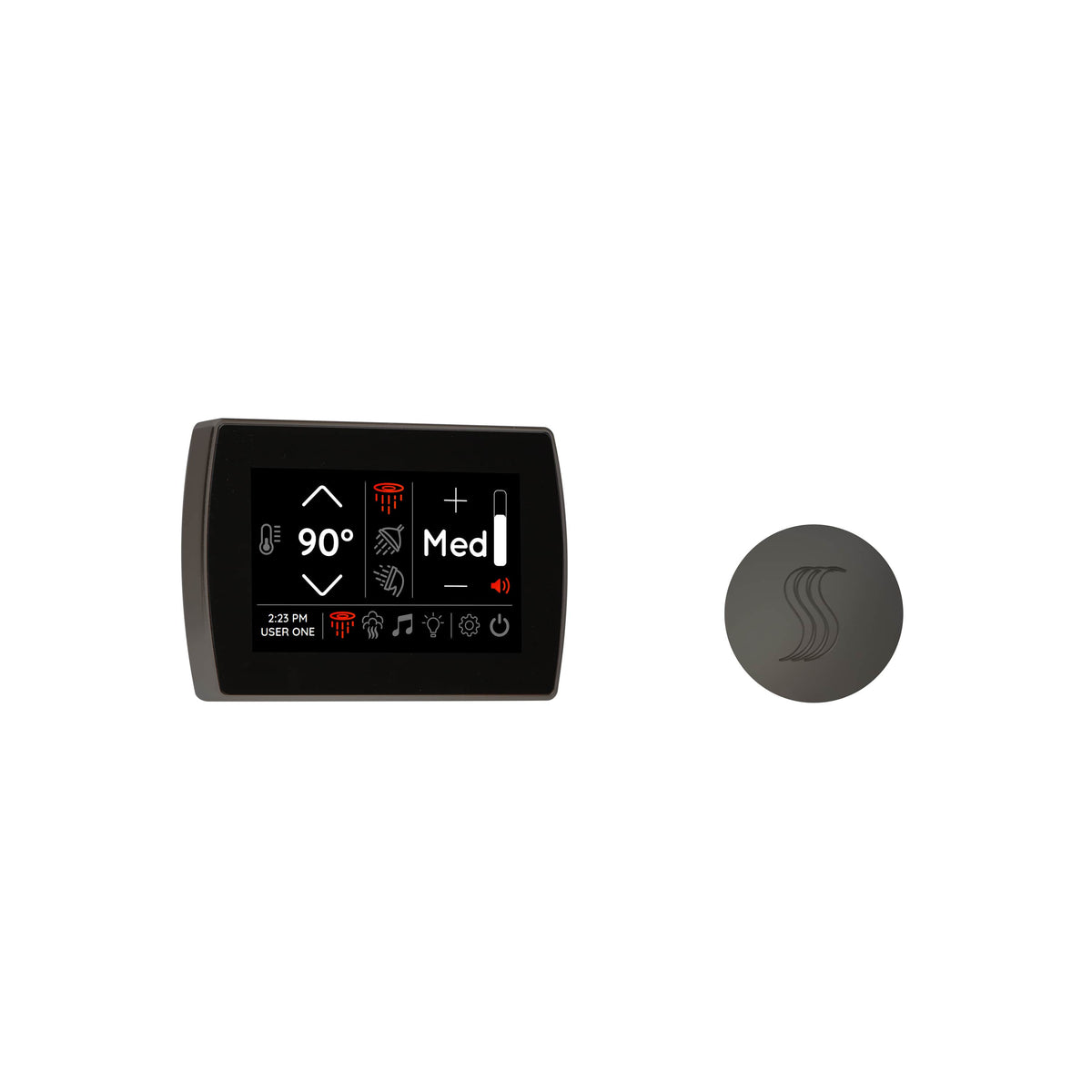 ThermaSol Signatouch Control and Steam Head Kit Round-Steam Shower Controls & Accessories-ThermaSol-Black Nickel-Nordica Sauna