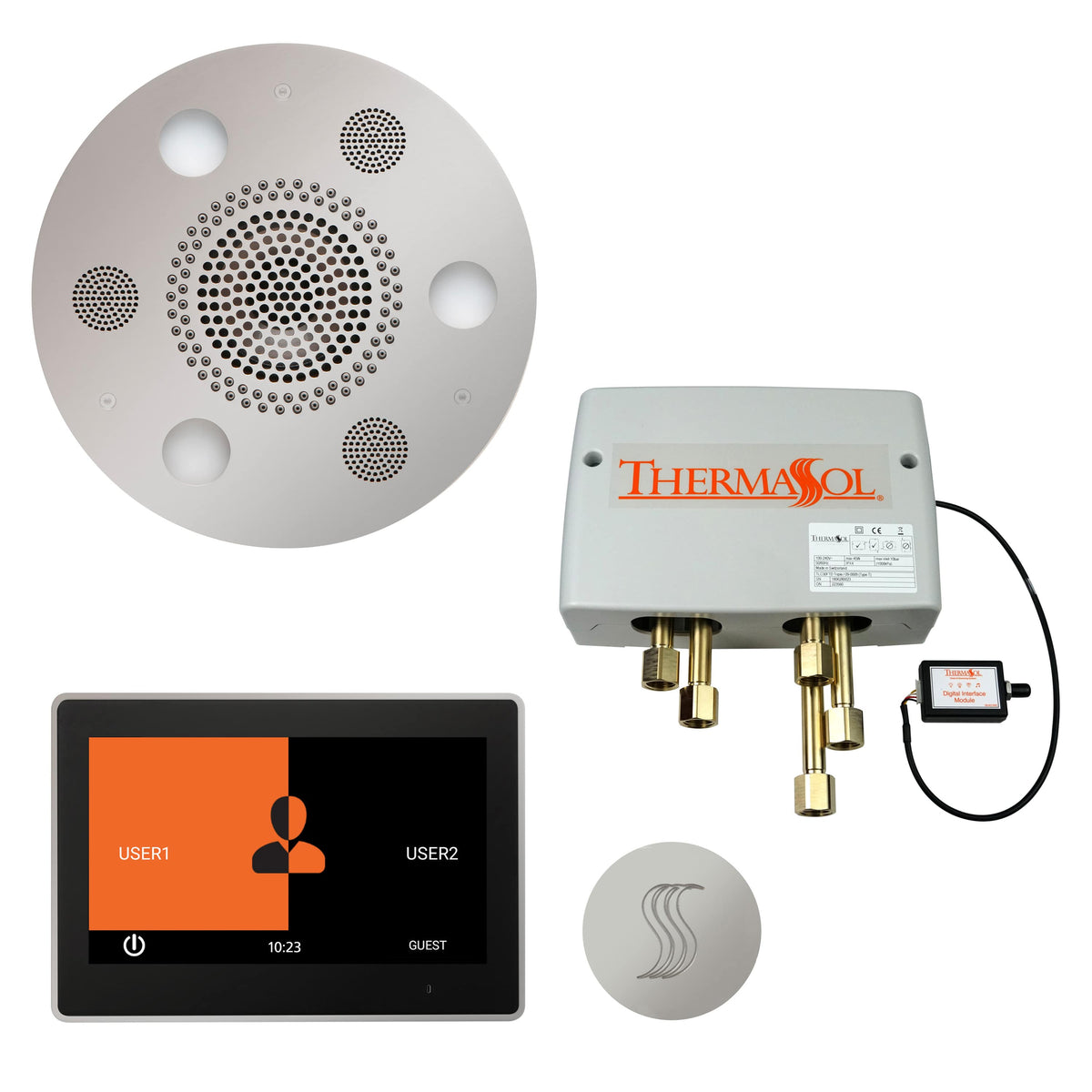 ThermaSol The Total Wellness Package with 10" ThermaTouch Trim Upgraded Round-Steam Shower Controls & Accessories-ThermaSol-Polished Chrome-Nordica Sauna