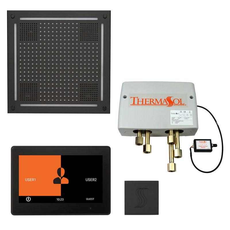 ThermaSol The Total Wellness Hydrovive Package with 10" ThermaTouch Square-Steam Shower Controls & Accessories-ThermaSol-Matte Black-Nordica Sauna