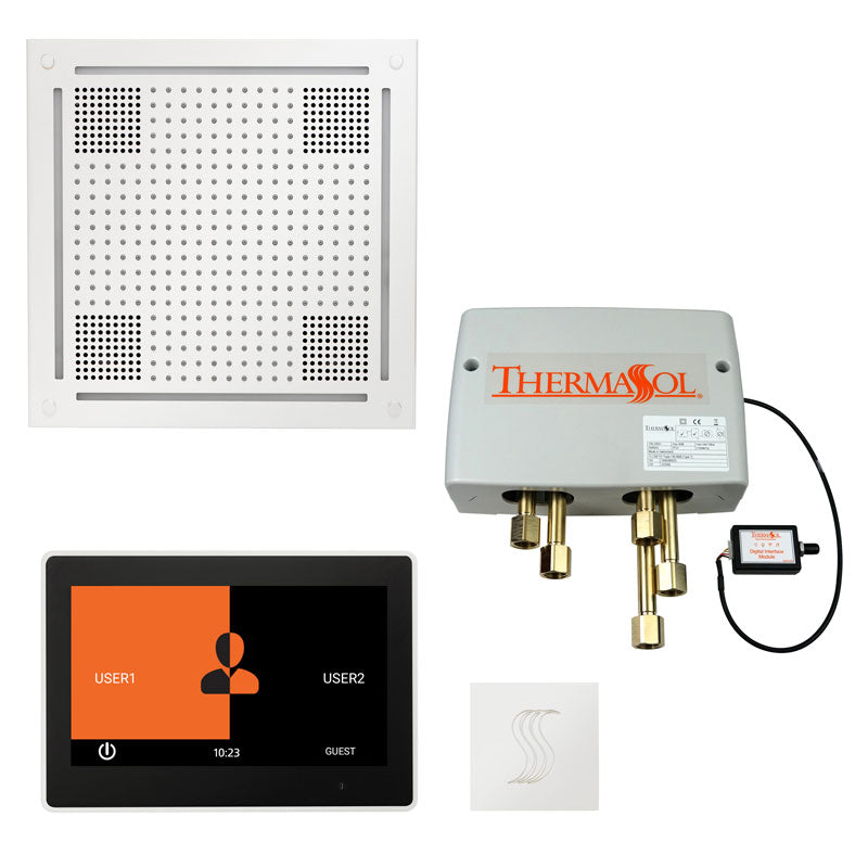 ThermaSol The Total Wellness Hydrovive Package with 10" ThermaTouch Square-Steam Shower Controls & Accessories-ThermaSol-White-Nordica Sauna
