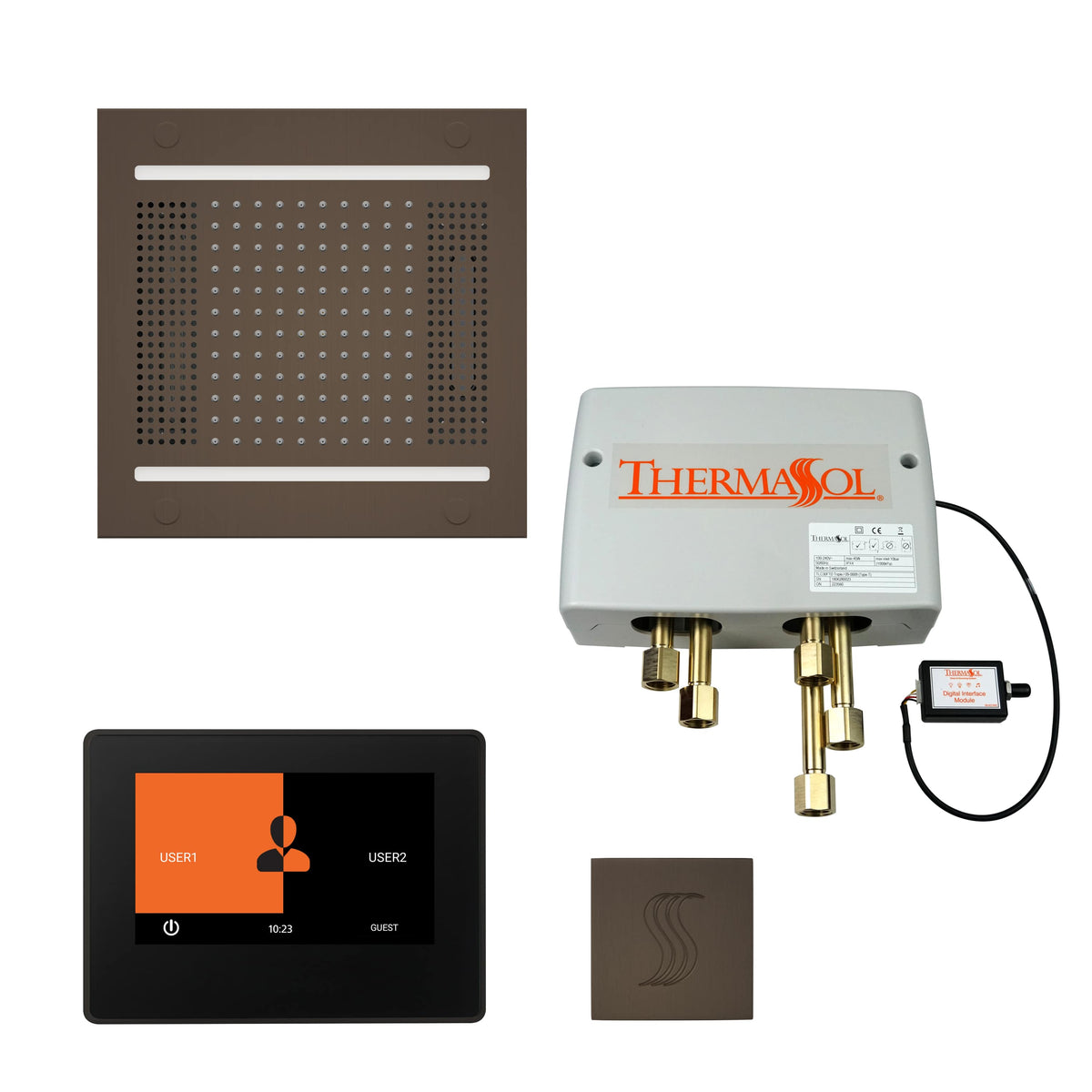 ThermaSol The Total Wellness Hydrovive14 Package with 7" ThermaTouch and Square-Steam Shower Controls & Accessories-ThermaSol-Oil Rubbed Bronze-Nordica Sauna