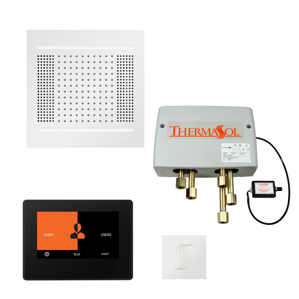 ThermaSol The Total Wellness Hydrovive14 Package with 7" ThermaTouch and Square-Steam Shower Controls & Accessories-ThermaSol-White-Nordica Sauna