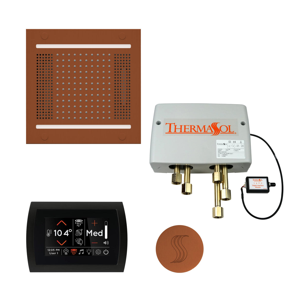 ThermaSol The Total Wellness Package Hydrovive14 with SignaTouch Round-Steam Shower Controls & Accessories-ThermaSol-Antique Copper-Nordica Sauna