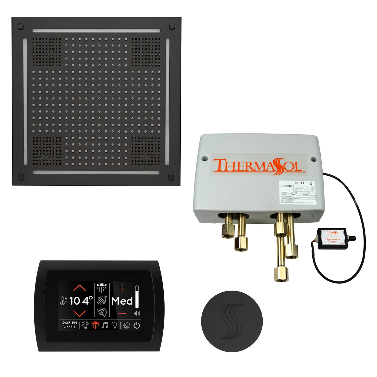 ThermaSol The Total Wellness Package Hydrovive with SignaTouch Round-Steam Shower Controls & Accessories-ThermaSol-Matte Black-Nordica Sauna