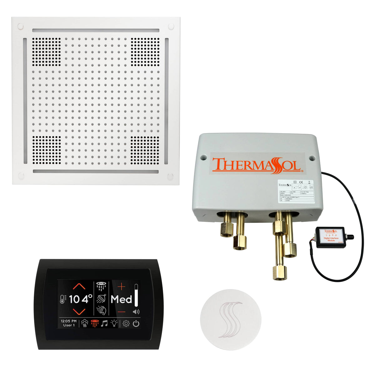 ThermaSol The Total Wellness Package Hydrovive with SignaTouch Round-Steam Shower Controls & Accessories-ThermaSol-White-Nordica Sauna
