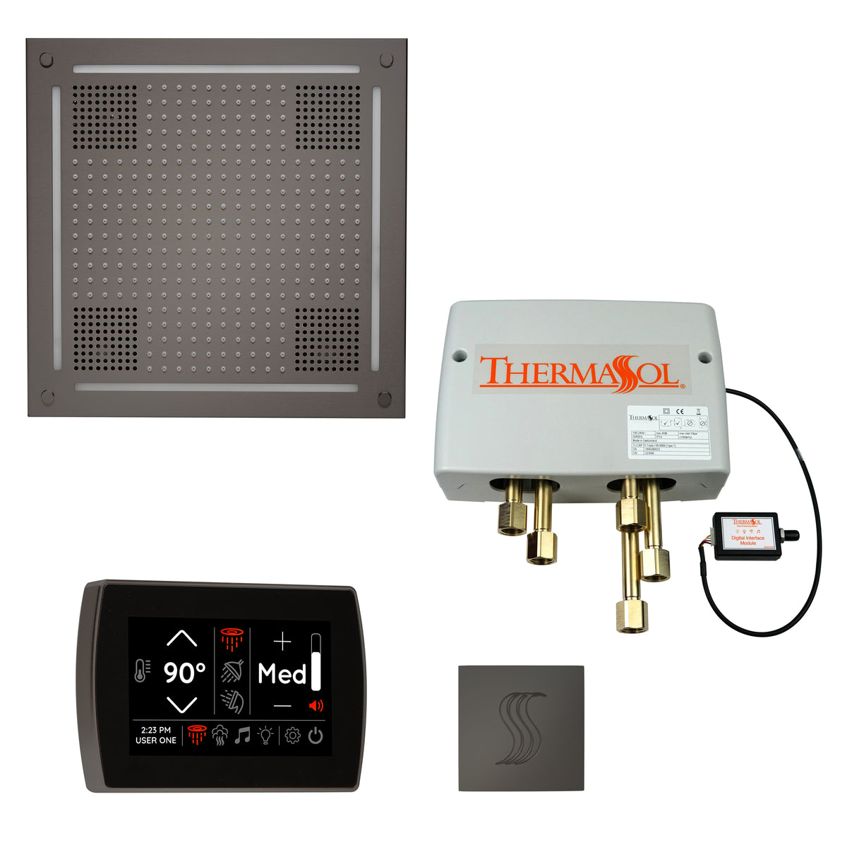ThermaSol The Total Wellness Package Hydrovive with SignaTouch Square-Steam Shower Controls & Accessories-ThermaSol-Black Nickel-Nordica Sauna
