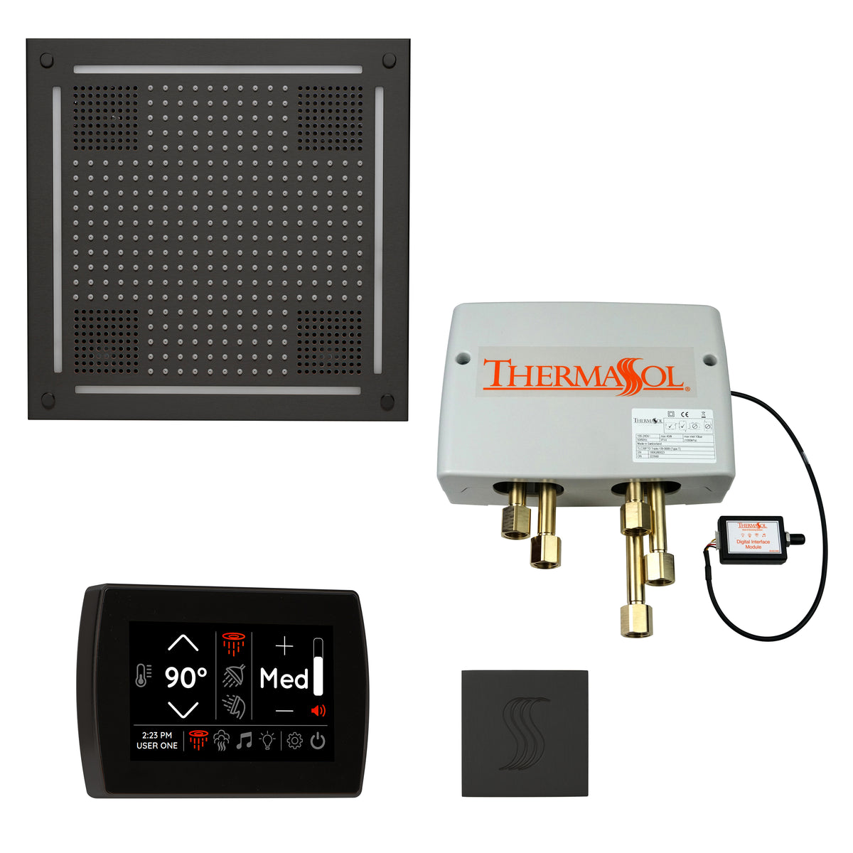 ThermaSol The Total Wellness Package Hydrovive with SignaTouch Square-Steam Shower Controls & Accessories-ThermaSol-Matte Black-Nordica Sauna