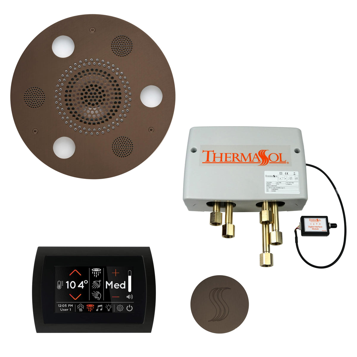 ThermaSol The Total Wellness Package with SignaTouch Round-Steam Shower Controls & Accessories-ThermaSol-Oil Rubbed Bronze-Nordica Sauna