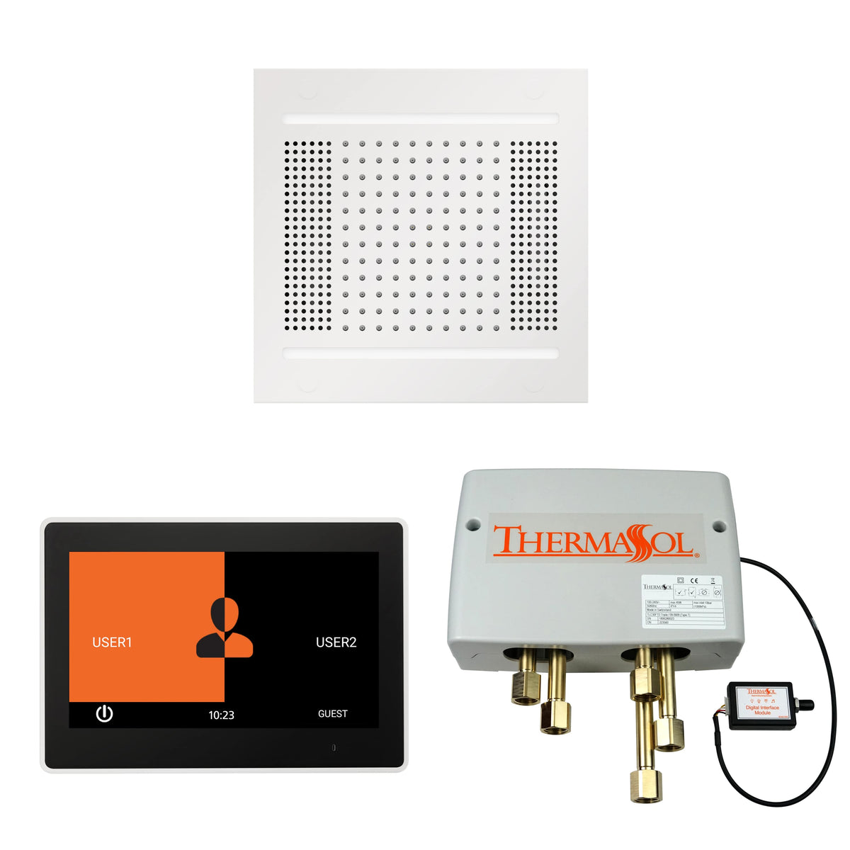 ThermaSol The Wellness Hydrovive14 Shower Package with 10" ThermaTouch Square-Steam Shower Controls & Accessories-ThermaSol-White-Nordica Sauna