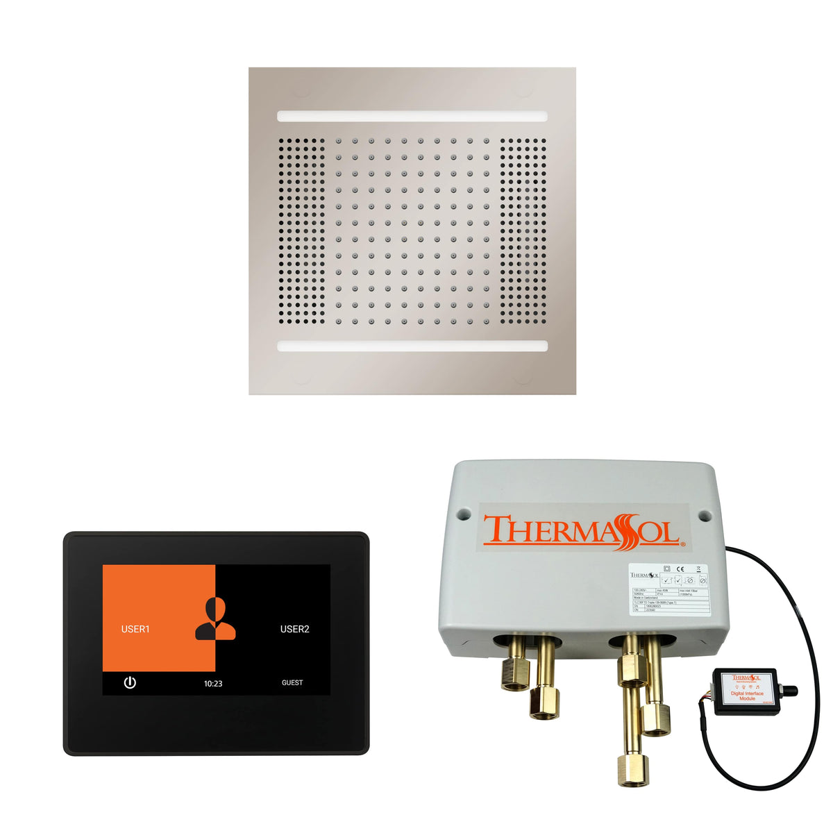 ThermaSol The Wellness Hydrovive14 Shower Package with 7" ThermaTouch Square-Steam Shower Controls & Accessories-ThermaSol-Polished Nickel-Nordica Sauna