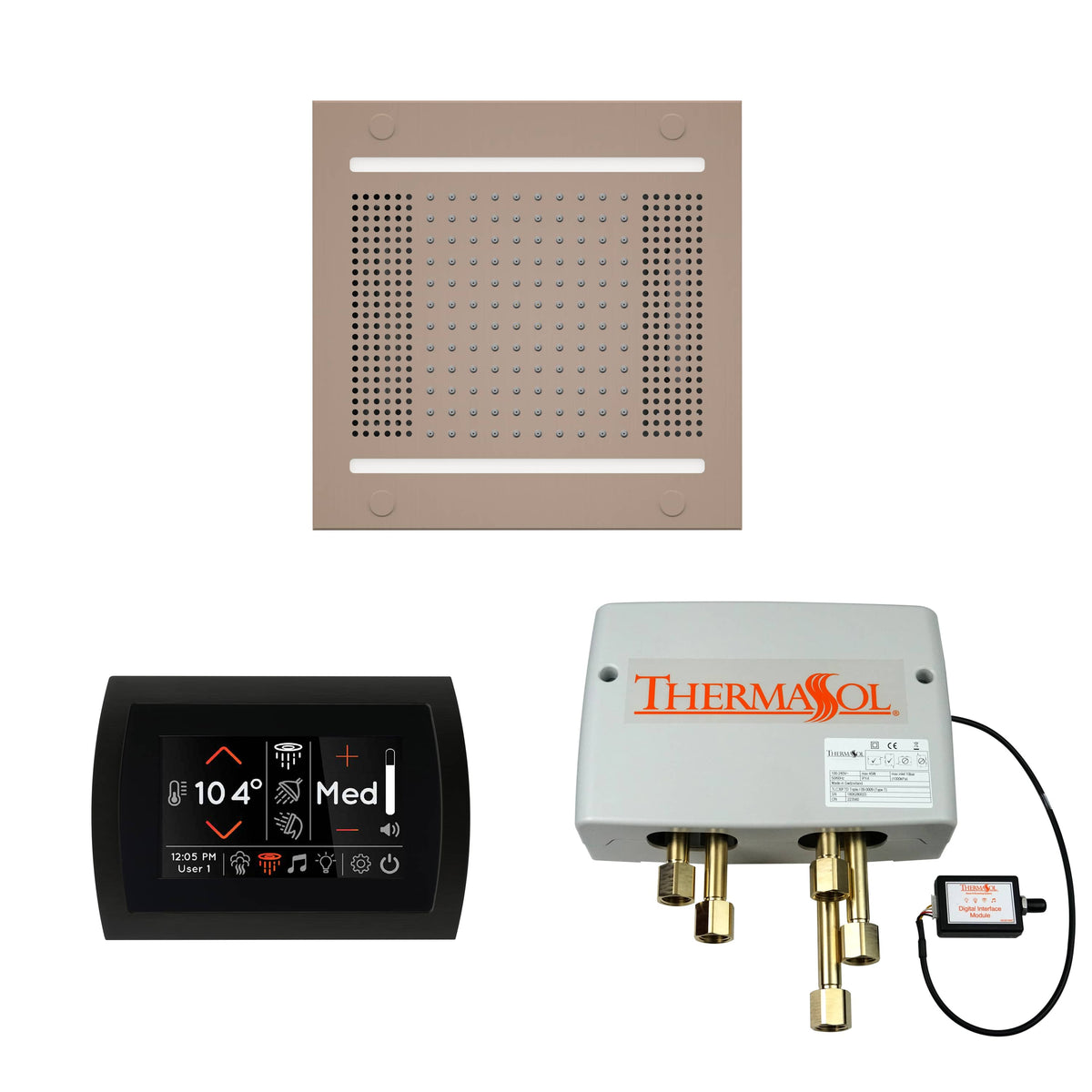 ThermaSol The Wellness Hydrovive14 Shower Package with SignaTouch Round-Steam Shower Controls & Accessories-ThermaSol-Satin Nickel-Nordica Sauna