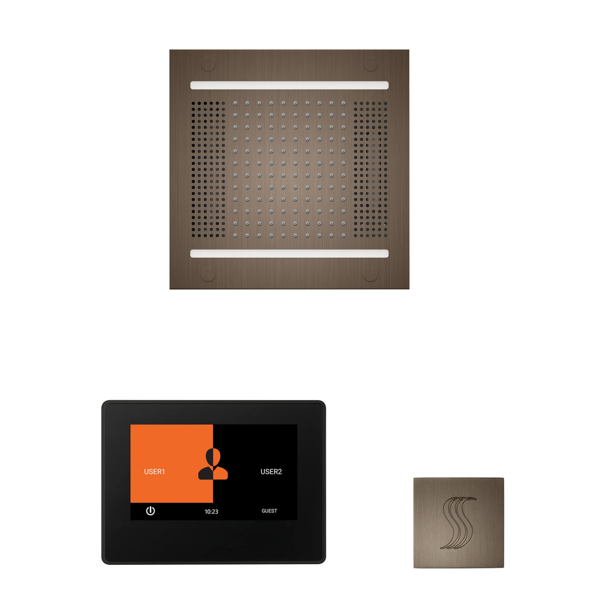 ThermaSol The wellness Hydrovive14 Steam Package with 7" ThermaTouch Square-Steam Shower Controls & Accessories-ThermaSol-Antique Nickel-Nordica Sauna