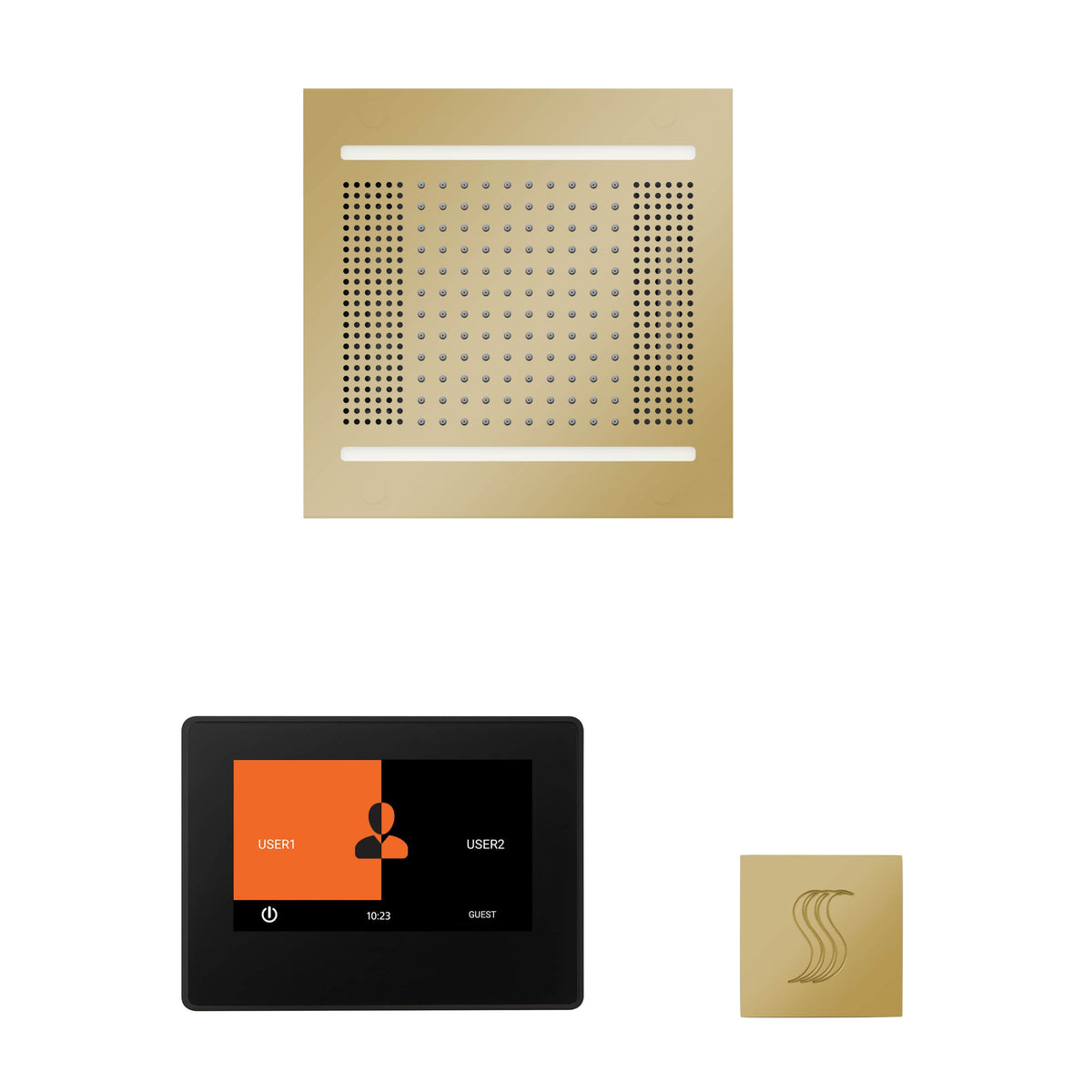ThermaSol The wellness Hydrovive14 Steam Package with 7" ThermaTouch Square-Steam Shower Controls & Accessories-ThermaSol-Polished Brass-Nordica Sauna