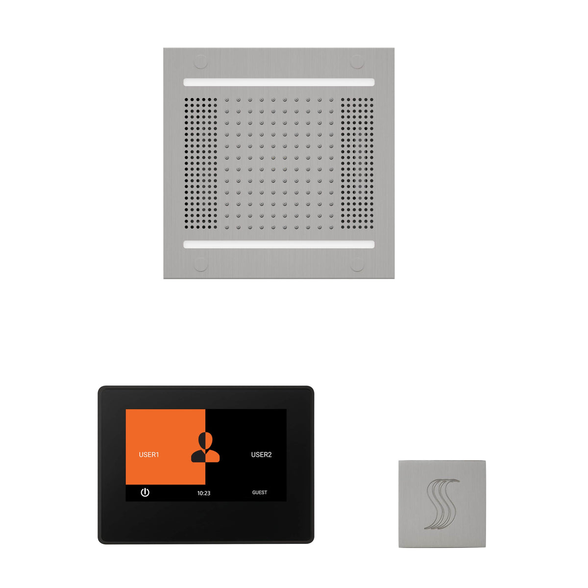 ThermaSol The wellness Hydrovive14 Steam Package with 7" ThermaTouch Square-Steam Shower Controls & Accessories-ThermaSol-Satin Chrome-Nordica Sauna
