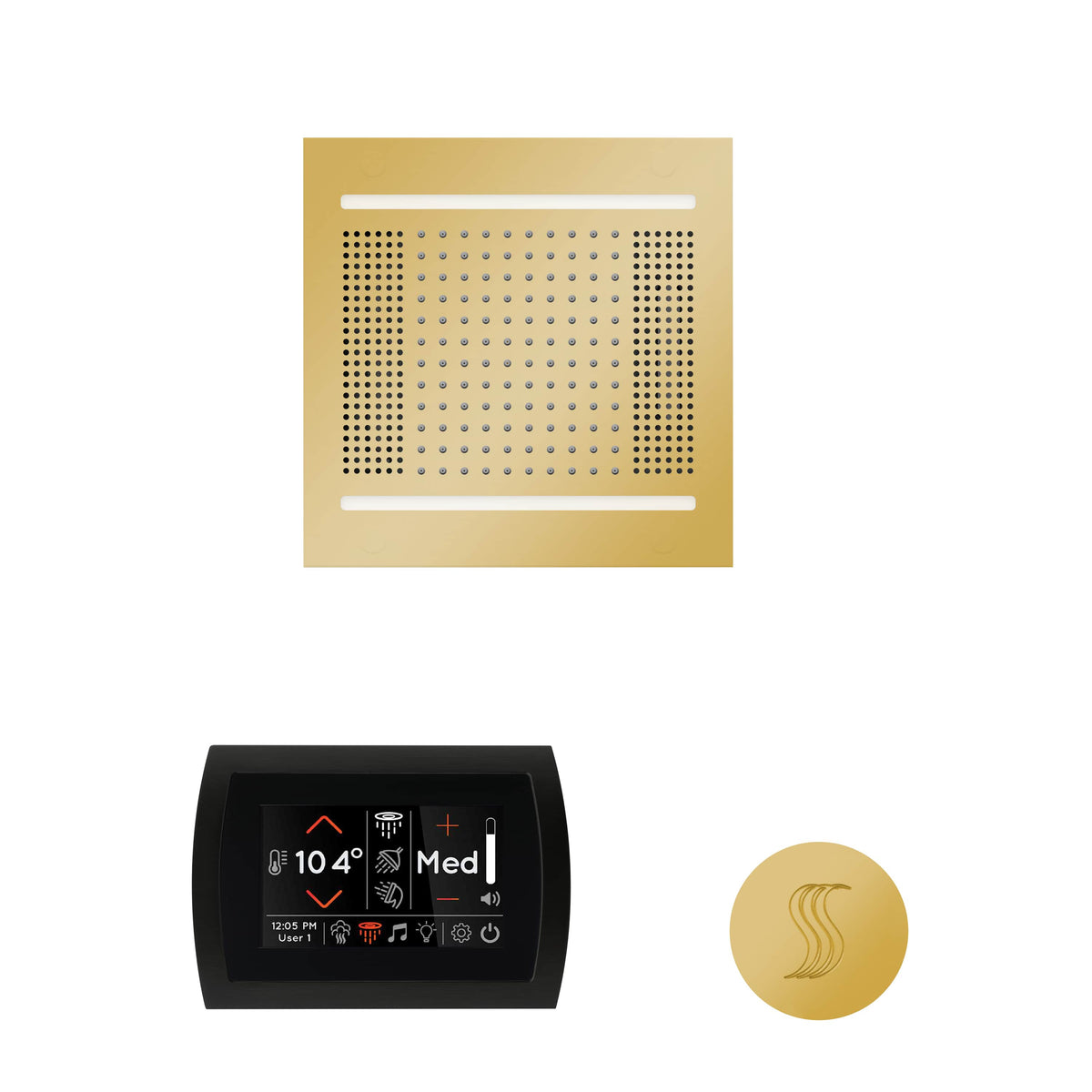 ThermaSol The wellness Hydrovive14 Steam Package with SignaTouch Round-Steam Shower Controls & Accessories-ThermaSol-Polished Gold-Nordica Sauna
