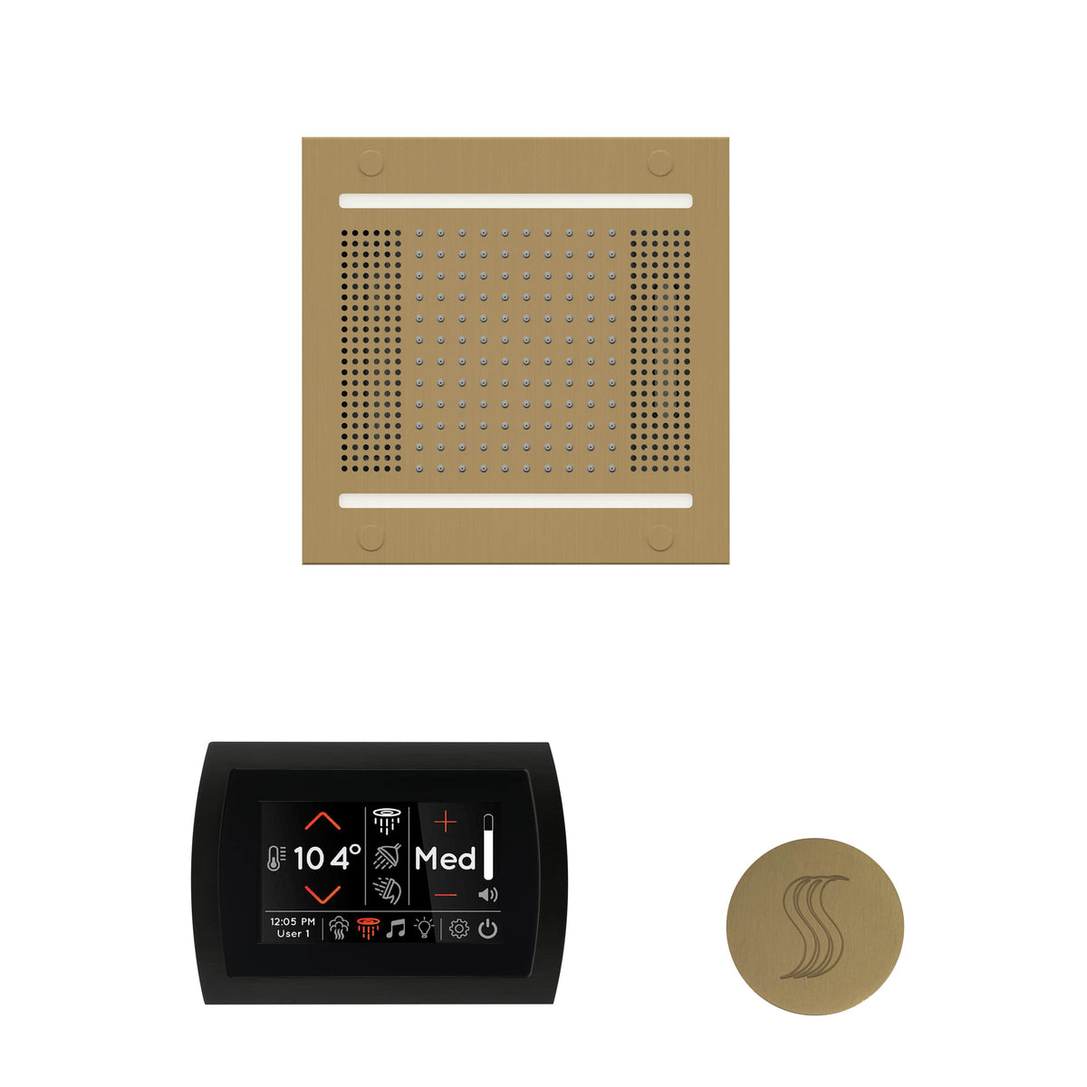 ThermaSol The wellness Hydrovive14 Steam Package with SignaTouch Round-Steam Shower Controls & Accessories-ThermaSol-Satin Brass-Nordica Sauna
