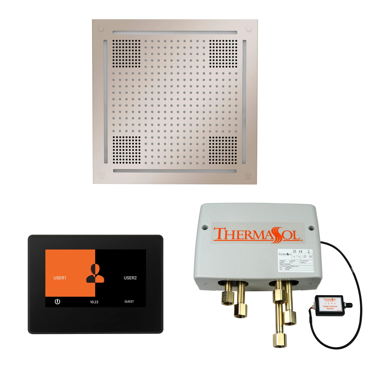 ThermaSol The Wellness Hydrovive Shower Package with 7" ThermaTouch Square-Steam Shower Controls & Accessories-ThermaSol-Polished Nickel-Nordica Sauna