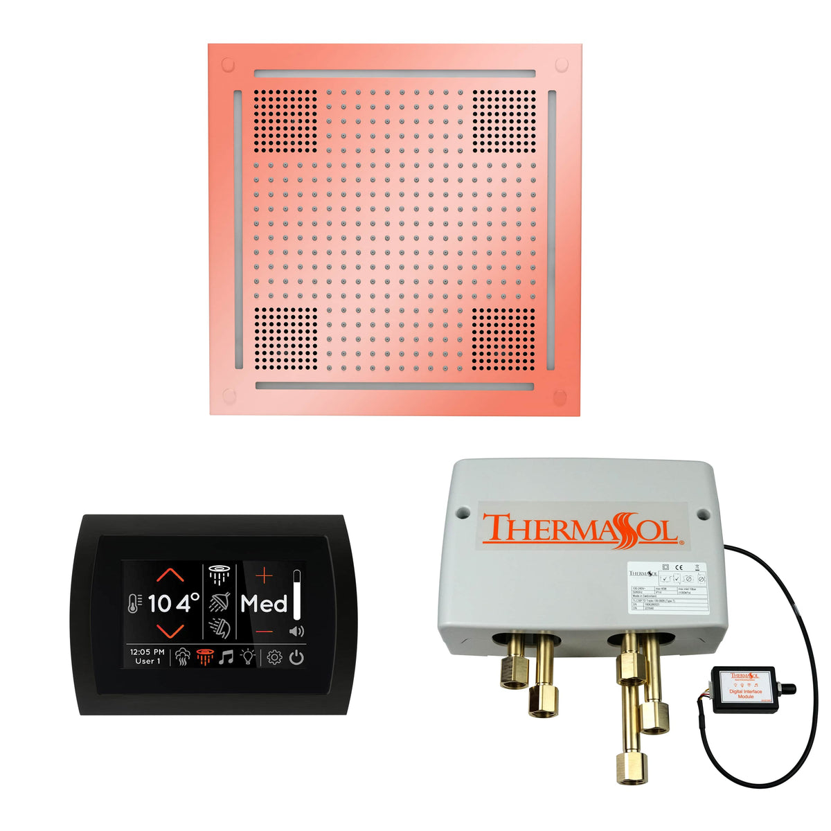 ThermaSol The Wellness Hydrovive Shower Package with SignaTouch Round-Steam Shower Controls & Accessories-ThermaSol-Copper-Nordica Sauna