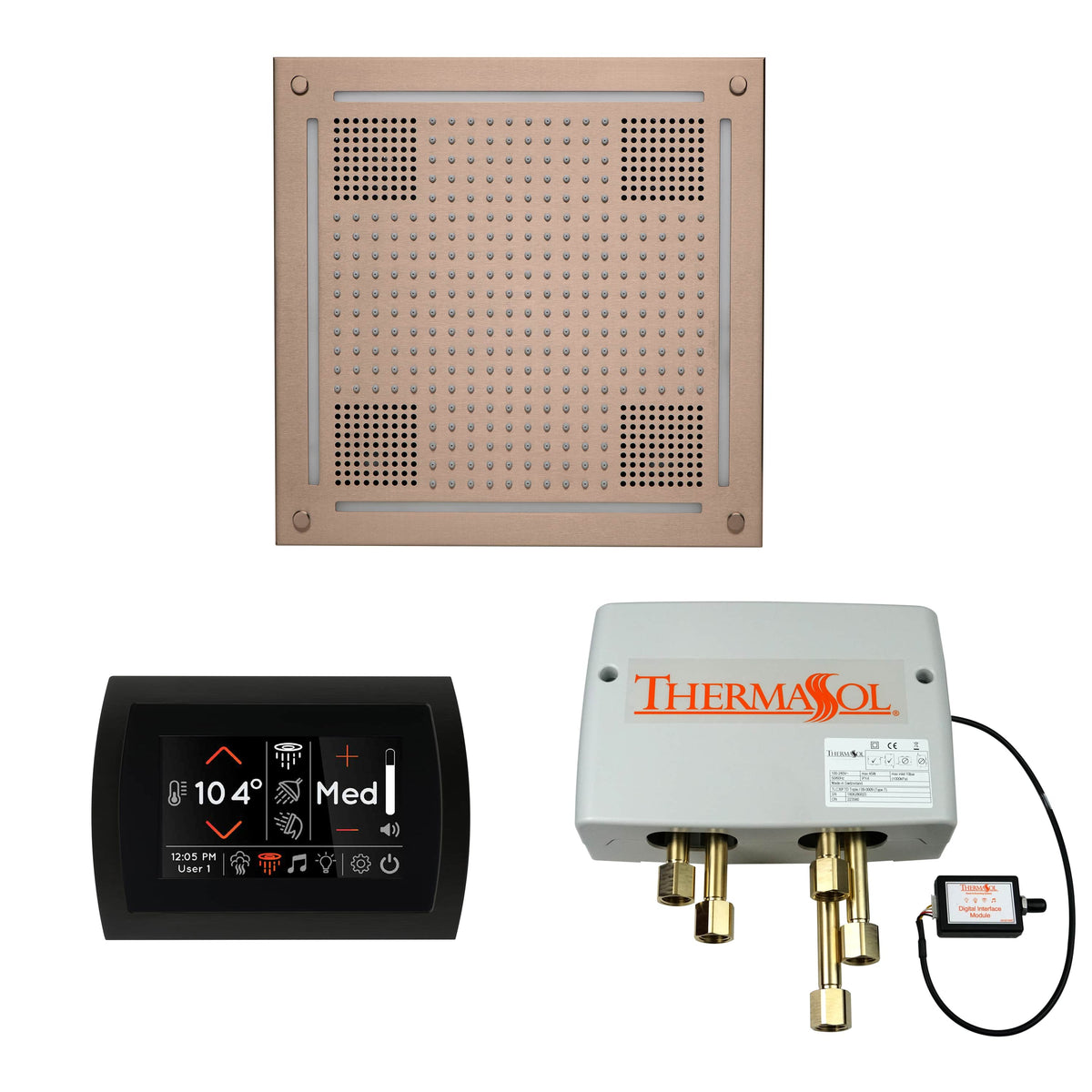 ThermaSol The Wellness Hydrovive Shower Package with SignaTouch Round-Steam Shower Controls & Accessories-ThermaSol-Satin Nickel-Nordica Sauna