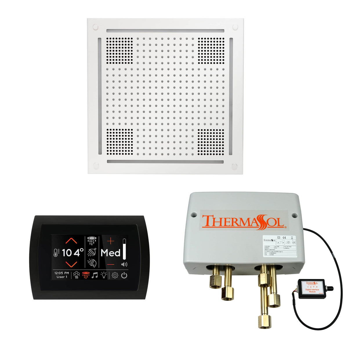 ThermaSol The Wellness Hydrovive Shower Package with SignaTouch Round-Steam Shower Controls & Accessories-ThermaSol-White-Nordica Sauna