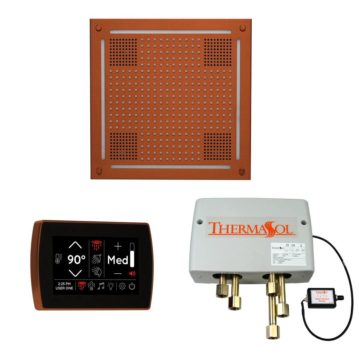 ThermaSol The Wellness Hydrovive Shower Package with SignaTouch Square-Steam Shower Controls & Accessories-ThermaSol-Antique Copper-Nordica Sauna
