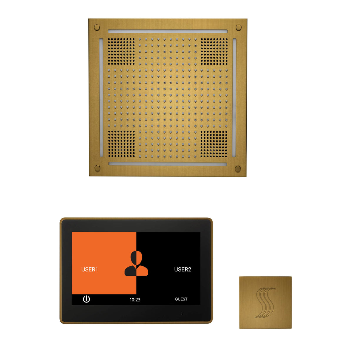 ThermaSol The wellness Hydrovive Steam Package with 10" ThermaTouch Square-Steam Shower Controls & Accessories-ThermaSol-Antique Brass-Nordica Sauna